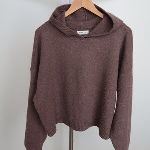 Hollister Cropped Knit Hoodie Sweater – Brown